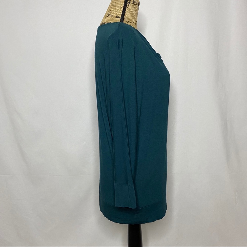 Eileen Fisher Teal Blue Draped Blouse Top - Picture 4 of 7
